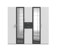 Pegane Armoire avec Miroirs - Blanc/Graphite