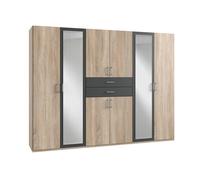 Pegane Armoire avec Miroirs - Imitation Chêne/Graphite