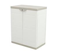 PEGANE Armoire Basse 2 Portes intérieur/extérieur Coloris Beige - Longueur 70 x Profondeur 44 x Hauteur 88 cm