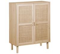 Pegane Armoire basse 2 portes rotin - Naturel