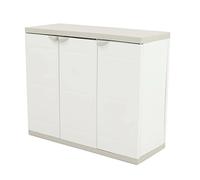 PEGANE Armoire Basse 3 Portes intérieur/extérieur Coloris Beige - Longueur 105 x Profondeur 44 x Hauteur 88 cm