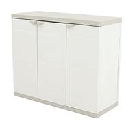 PEGANE Armoire Basse 3 Portes intérieur/extérieur Coloris Beige - Longueur 105 x Profondeur 44 x Hauteur 88 cm