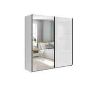 Pegane Armoire coulissante avec miroir - Blanc