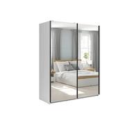 Pegane Armoire coulissante avec miroir - Blanc