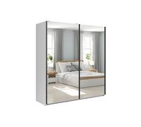 Pegane Armoire coulissante avec miroir - Blanc