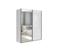 Pegane Armoire coulissante avec miroir - Blanc