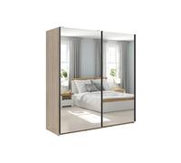 Pegane Armoire coulissante avec miroir - Chêne