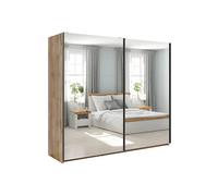 Pegane Armoire coulissante avec miroir - Chêne