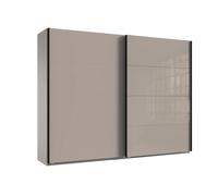 Pegane Armoire Coulissante - Gris/Verre/Graphite