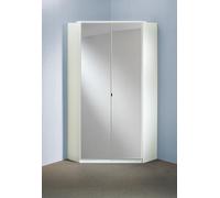 PEGANE Armoire d‘Angle, Meuble de Rangement avec Miroir Coloris Blanc cassé, Blanc - Longueur 95 x Hauteur 198 x Profondeur 95 cm