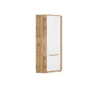 Pegane Armoire d'angle 1 porte - Chêne wotan / blanc brillant