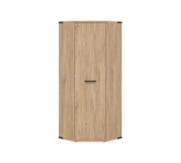 PEGANE Armoire d'angle avec penderie Coloris Frêne/Noir - Longueur 75 x Profondeur 75 x Hauteur 197,5 cm