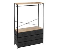 Pegane Armoire dressing 6 tiroirs - Naturel et gris foncé