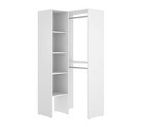 PEGANE Armoire Dressing d'angle en Panneaux de Particules mélaminés Coloris Blanc - Longueur 79.5 x Profondeur 88.5 x Hauteur 185 cm