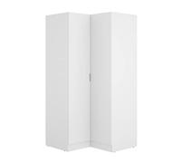 PEGANE Armoire Dressing d'angle en Panneaux de Particules mélaminés Coloris Blanc - Longueur 90.5 x Profondeur 92.5 x Hauteur 184.2 cm