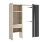 PEGANE Armoire Dressing Extensible en Panneau de Particules Coloris chêne Naturel - Longueur 110-160 x Profondeur 50 x Hauteur 205 cm