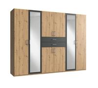 Pegane Armoire Miroirs - Chêne Artisan/Graphite