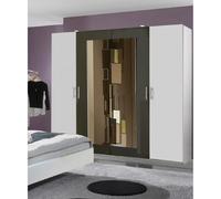Pegane Armoire penderie 4 portes - Blanc et gris