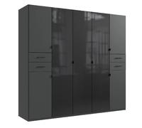 Pegane Armoire penderie avec miroir - Graphite
