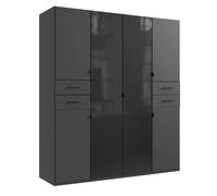 Pegane Armoire penderie avec tiroirs - Graphite