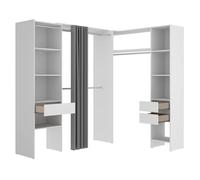 Pegane Armoire penderie tissu - Blanc