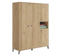 Pegane Armoire placard 4 portes - Chêne doré