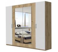 Pegane Armoire placard avec miroir - Chêne