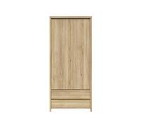 PEGANE Armoire Placard de Rangement 2 Portes avec penderie et 2 tiroirs Coloris chêne mauvella- Longueur 90 x Profondeur 55,5 x Hauteur 200,5 cm