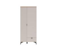 PEGANE Armoire Placard de Rangement 2 Portes avec tiroir et penderie Coloris Cachemire/Chêne Artisan - Longueur 85 x Profondeur 60 x Hauteur 200,4 cm