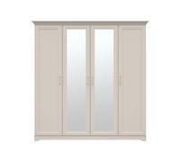 PEGANE Armoire Placard de Rangement 4 Portes avec miroirs Coloris Cachemire/Chêne Mauvella - Longueur 209,5 x Profondeur 61 x Hauteur 216 cm