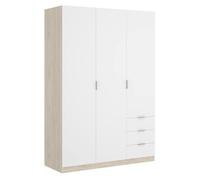 PEGANE Armoire Placard Meuble de Rangement Coloris Naturel/Blanc - Longueur 121 x Profondeur 52 x Hauteur 184 cm