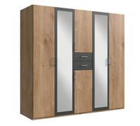 Pegane Armoire Placard Miroirs - Chêne/Graphite