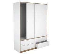Pegane Armoire Rangement Chêne/Blanc 4 Tiroirs