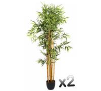 Pegane Bambou artificiel en pot - Vert foncé