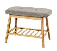 Pegane Banc en bambou avec rangement - Gris