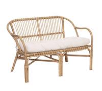 Pegane Banc en rotin avec coussin - Naturel