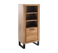 PEGANE Bibliothèque 3 niches Ouvertes et 1 Porte de Rangement Coloris chêne Massif huilé - Longueur 63 × Hauteur 140 × Profondeur 40 cm