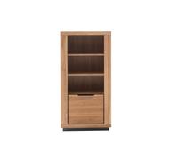 PEGANE Bibliothèque 3 niches Ouvertes et 1 Porte de Rangement Coloris chêne Massif huilé - Longueur 72 × Hauteur 142 × Profondeur 40 cm
