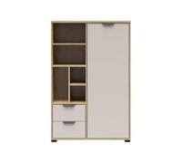 PEGANE Bibliothèque avec 2 tiroirs et 1 Porte Coloris Chêne Mauvella/Cachemire - Longueur 90 x Profondeur 40 x Hauteur 137,5 cm