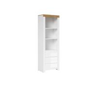 Pegane Bibliothèque avec tiroirs - Blanc chêne
