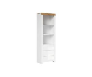 Pegane Bibliothèque avec tiroirs - Blanc chêne