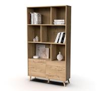 PEGANE Bibliothèque Coloris chêne doré - Hauteur 179 x Longueur 100 x Profondeur 30 cm