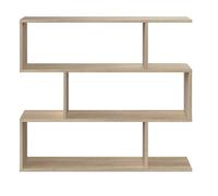 PEGANE Bibliothèque, étagère Basse 3 Niveaux en Bois mélaminé chêne - Longueur 110 x Profondeur 24 x Hauteur 97 cm