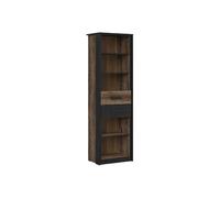 Pegane Bibliothèque vitrine 2 tiroirs - Chêne