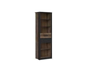 Pegane Bibliothèque vitrine 2 tiroirs - Chêne
