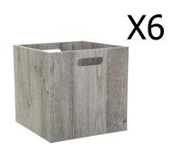 Pegane Boîtes de rangement MDF x6 - Gris