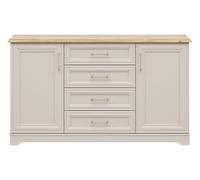PEGANE Buffet Bas Commode 2 Portes et 4 tiroirs,Coloris Cachemire/Chêne Mauvella - Longueur 154 x Profondeur 44 x Hauteur 89,5 cm