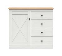 PEGANE Buffet Commode 1 Porte et 4 tiroirs Coloris Pin Andersen Blanchi/chêne Artisan - Longueur 103 x Profondeur 43 x Hauteur 92 cm