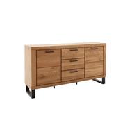 PEGANE Buffet Commode 2 Portes 3 tiroirs Coloris chêne Massif huilé - Longueur 159 × Profondeur 40 × Hauteur 83 cm