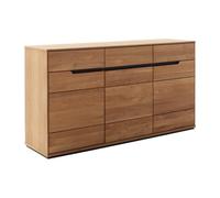 PEGANE Buffet Commode de Rangement 3 Portes 3 tiroirs Coloris Chêne Sauvage - Longueur 153 x Profondeur 41 x Hauteur 82 cm